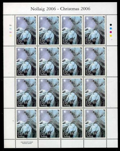 2006 Ireland Christmas Commemorative Stamp Sheetlets Plate 1A1A1A1A Mint Never Hinged (MNH)