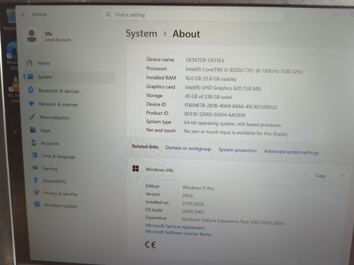 HP ProBook 650 G4, 16GB RAM, i5-8250U processor, 250GB SSD, please read description
