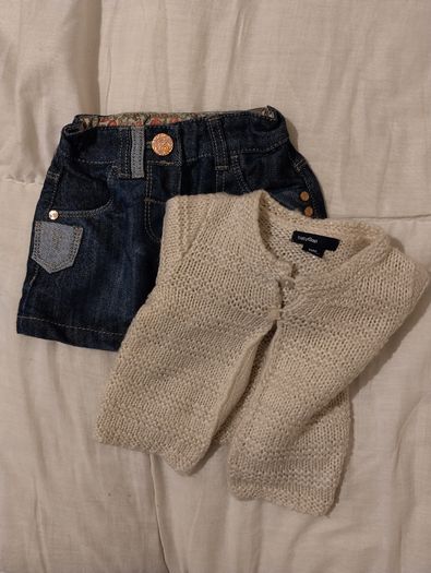 Next Blue Denim Skirt & Gap wool cardigan