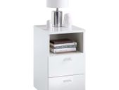 FMD Bedside Table with 2 Drawers Shelf High Gloss White