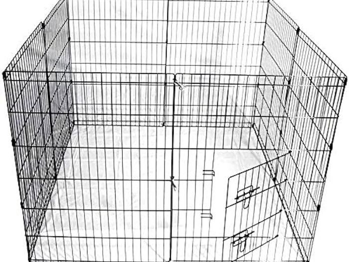 8 Panel Playpen Suitable for Dogs/Puppies/Cats & Rabbits foldable ideal for Indoor/Outdoor use puppy play pen (76cm, Black)