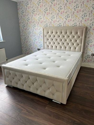 New Ottoman Upholstered Bed, Double Bed with Hydraulic Lifting Bar, Height Adjustable Padded Headboard, Metal Slatted Frame, Youth Bed, Adult Bed
