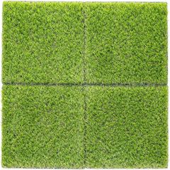 12" x 12" Fake Green Grass Squares Panels for Indoor and Outdoor Use - Fake Grass Patches for Lawn - Pack of 4