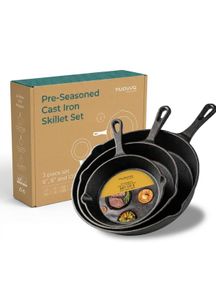 3 x Cast Iron Frying Pan Set (Unopened)