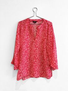 Pre Owned Red & White Patterned Beach Tunic Top