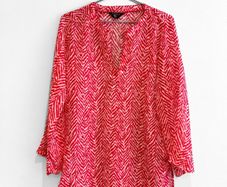 Pre Owned Red & White Patterned Beach Tunic Top