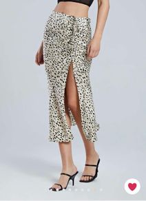 side slit leopard midi skirt