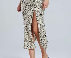 side slit leopard midi skirt
