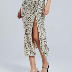 side slit leopard midi skirt
