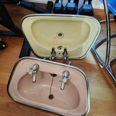 yellow and pink basins