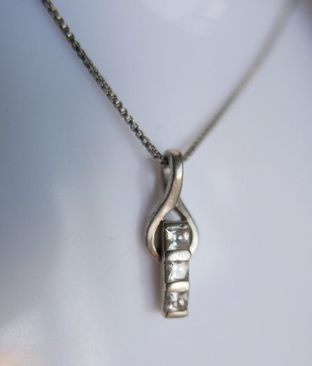 Vintage Sterling Silver 925 Drop Pendant Necklace length 18" - 4,5g