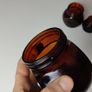 351 - Set of 3 Vintage Collectible Decorative Amber Glass Marmite Jars Image 4