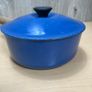 Le Creuset Blue Cast Iron Saucepan 20cm Lid Wood Handles - VGC Image 4