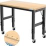 120cm Heavy-Duty Workbench with Adjustable 5 Heights, Rubber Wood Top, 900kg Load Capacity for Workshop, Garage, Office & Home Image 6
