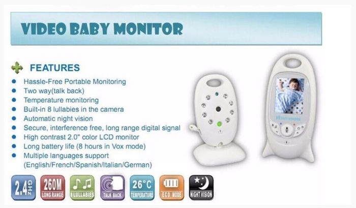 Wireless Digital Video Baby Monitor Night Vision Two Way Audio
