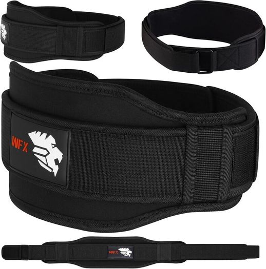 WFX Weight Lifting Belt Gym Fitness Double Strength 5.5 Inch Neoprene Padded Workout Belt Back Lumbar Support Training Bodybuilding Powerlifting Squats Deadlifts Lifting Exercise for Men