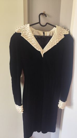 Victor Costa Designer Vintage Velvet Pearl Dress