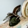 Marvelous Art  Deco Travertine Marble,agate and bronze clock Image 7