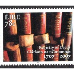 2007 Ireland 300th Anniversary of The Registry of Deeds Act Commemorative Stamp Mint Never Hinged (MNH)