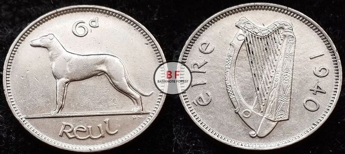 [#2318] - Ireland 1940 | Irish 6d | Six Pence | Wolfhound | KM.13 | High Grade