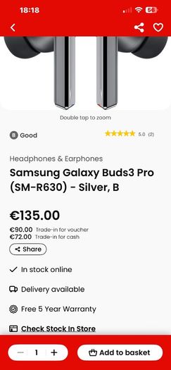 Samsung SHOKZ OpenDots ONE Wireless Bluetooth Earbuds - Grey