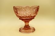 Vintage Pink Pressed Glass Sugar Bowl