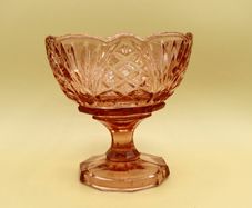 Vintage Pink Pressed Glass Sugar Bowl