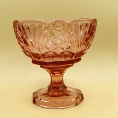 Vintage Pink Pressed Glass Sugar Bowl