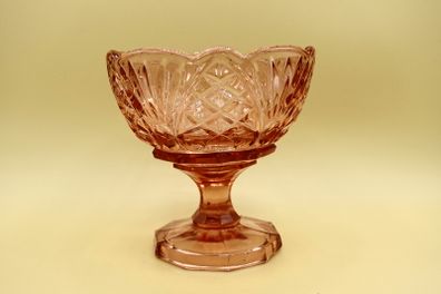 Vintage Pink Pressed Glass Sugar Bowl