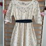 dress cream lace dress with navy tie belt diesel brand size large Image 8