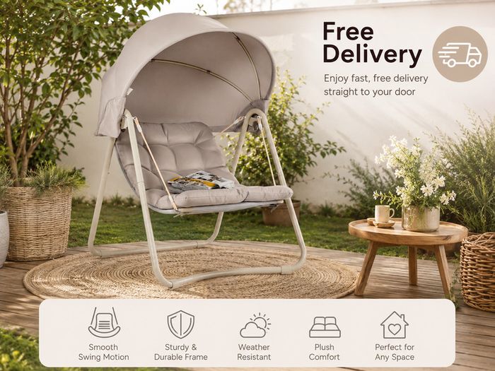 Outdoor Swing Chair with Adjustable Canopy Padded Cushions