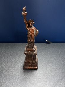 Old Statue of Liberty New York 8.25 Spelter Miniature Souvenir Building Copper