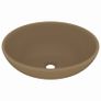 Luxury Basin Oval-shaped Matt Cream 40x33 cm Ceramic Image 2