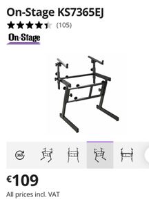 On Stage Two Tier Keyboard Stand. Only used at home. Pictures to follow as it's in family home.