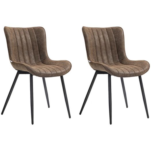 Set of 2 modern tufted dining chairs for living room, dining room, bedroom, brown