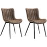 Set of 2 modern tufted dining chairs for living room, dining room, bedroom, brown Image 2