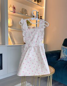 Gorgeous Girls Cream & Pink Floral Pinafore Dress from GAP Kids Size: Age 3 Years / 98-100cm