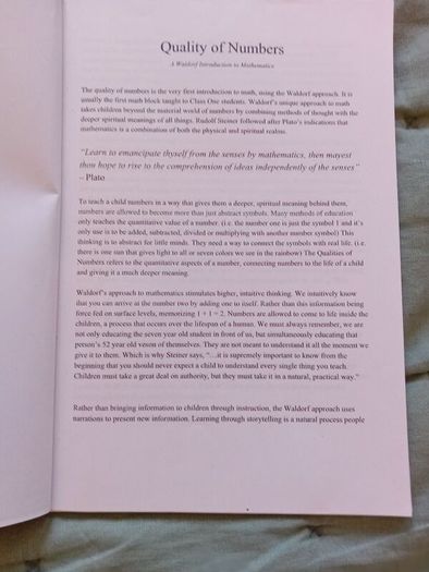 Quality of Numbers Waldorf Booklet