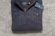 Navy Ralph Lauren Cable Knit Quarter Zip - Size XXL Men