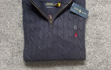 Navy Ralph Lauren Cable Knit Quarter Zip - Size XXL Men