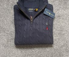 Navy Ralph Lauren Cable Knit Quarter Zip - Size XXL Men
