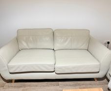 3 seater cream sofa real leather