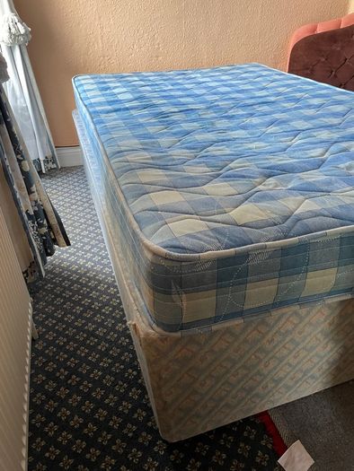 Small double matress(4ft) and bed base, also single base
