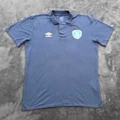 Ireland Football Umbro Geometric Patterned Polo Shirt Mens Large