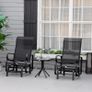 3 Pieces Garden Gliding Chair Set, Metal Frame 2 Single Armchair Swing Seater and 1 Glass Top Coffee Table w/ Breath Mesh Fabric Seat, Black Image 3