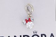 Pandora Disney Sparkling Minnie Mouse Silhouette Dangle Charm New