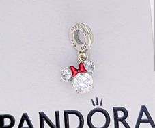 Pandora Disney Sparkling Minnie Mouse Silhouette Dangle Charm New