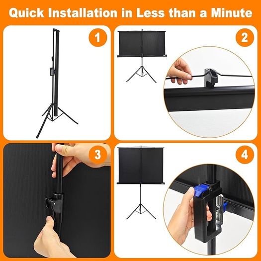 FREE EXPRESS SHIPPING 60 inch Portable Projector Screen,4:3 Portable Foldable For Home Theater Cinema Indoor Outdoor Projector Movie Screen,Screen:122cm(W) x 91cm(H) 60 Portable Tripod
