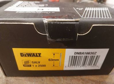 Dewalt galvanized angled finish nails 16GA x 63mm 2500 pack