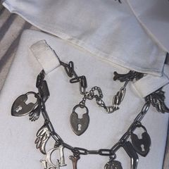 CHRISTIAN DIOR Vintage Silver Tone Figural Charm Necklace